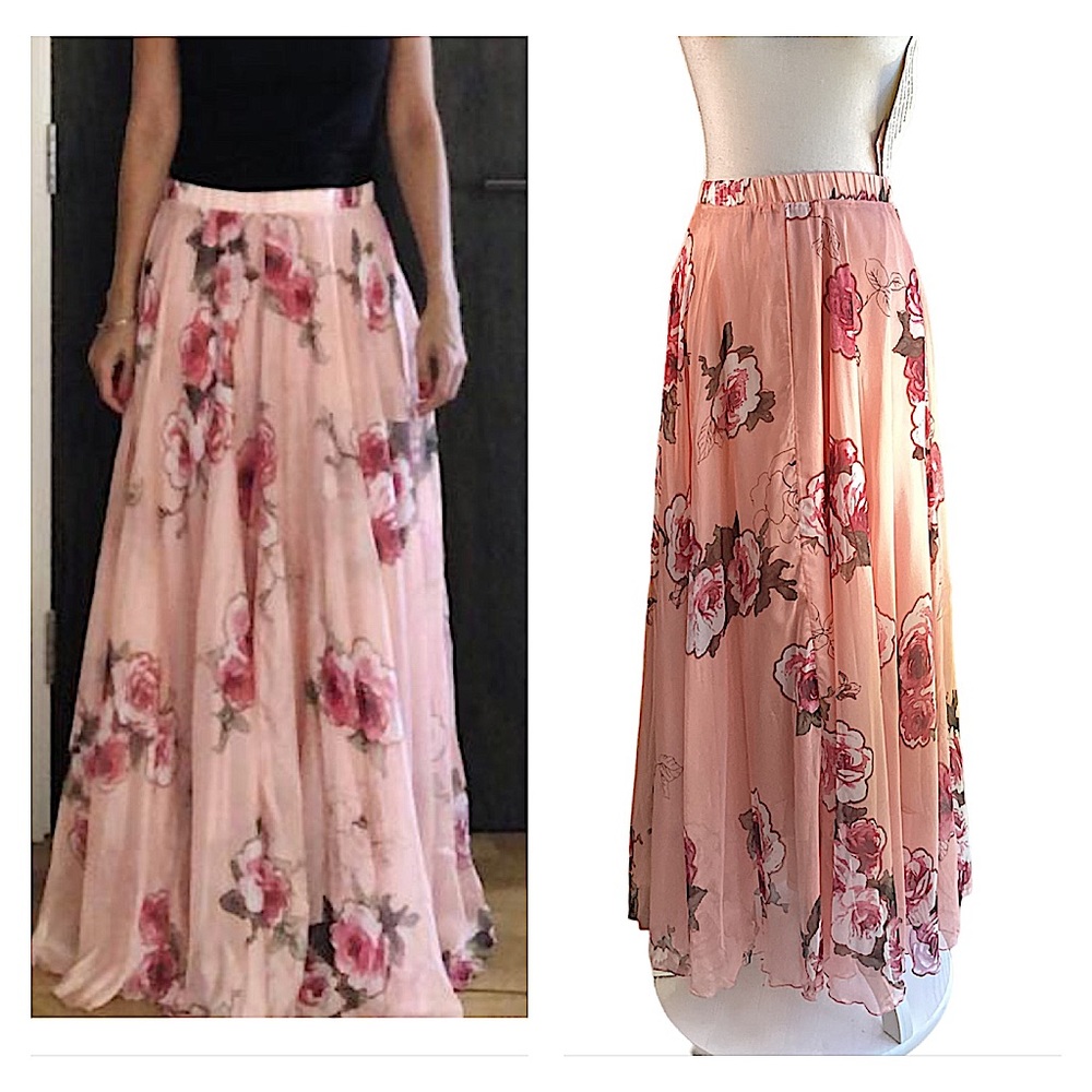 Floral Chiffon Balletcore Maxi Skirt. B20